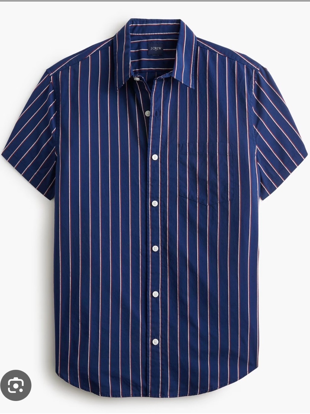 J. Crew Blue Red White Short Sleeve Button Down Shirt Men’s Large 100% Cotton